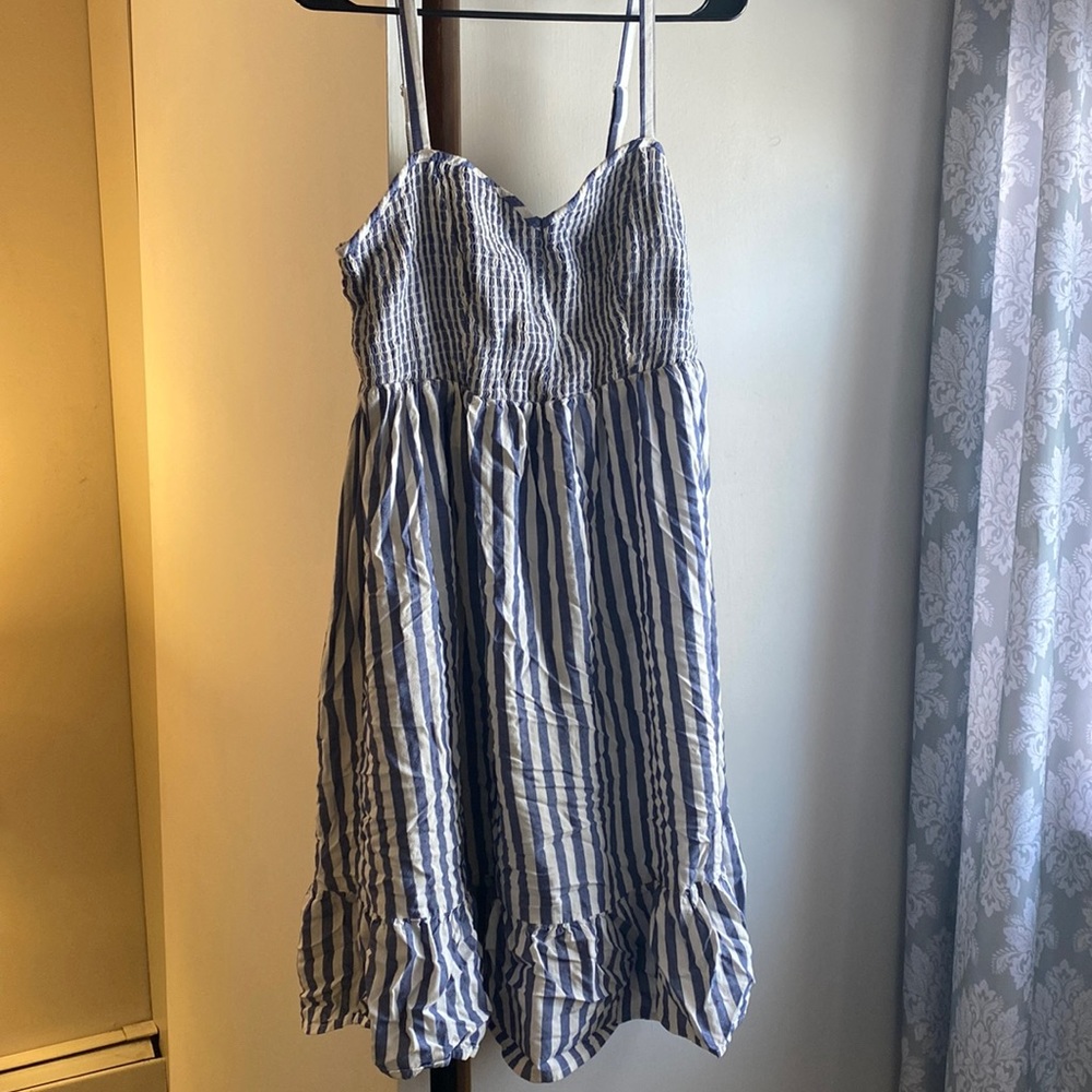 Torrid, blue and white striped spaghetti strap dress, size: 1